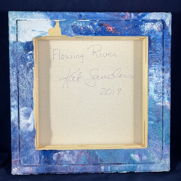 Flowing River 10 x 10 Acrylic Pour Painting Kat Sanders Painting Abstract Fluid - Picture 2 of 4